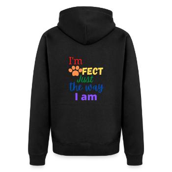 Je suis Pawfect juste la façon dont je suis Rainbow Chien parfait - Veste à capuche bio Premium Unisexe - noir - Dos - Nico (187cm)