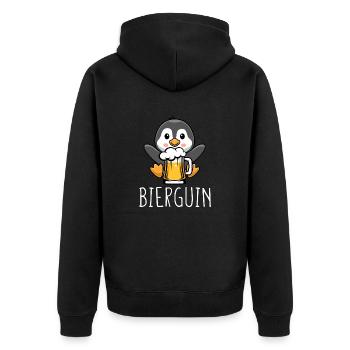 Bierguin Lustiges Bier Trinker Säufer - Unisex Premium Bio Zip Hoodie - Schwarz - Hinten - Nico (187cm)