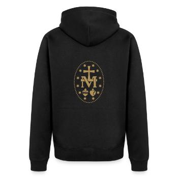 Wundertätige Medaille Marias - Unisex Premium Bio Zip Hoodie - Schwarz - Hinten - Nico (187cm)