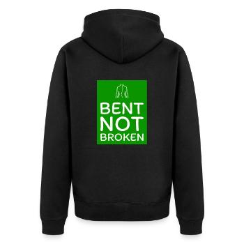 Bent not Broken green - Unisex Premium Organic Zip Hoodie - black - Back - Nico (187cm)