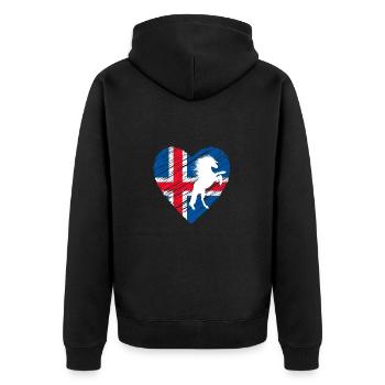 Islandpferd - Unisex Premium Bio Zip Hoodie - Schwarz - Hinten - Nico (187cm)