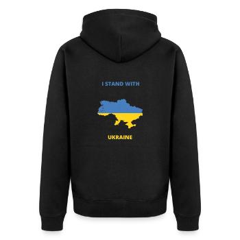 Je soutiens l’Ukraine - Veste à capuche bio Premium Unisexe - noir - Dos - Nico (187cm)