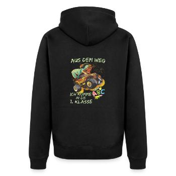 Enrollment 2022 Dino Monster Truck Shirt - Unisex Premium Organic Zip Hoodie - black - Back - Nico (187cm)