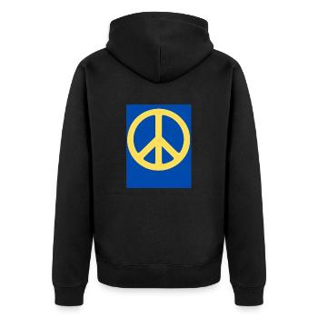 Frieden - Unisex Premium Bio Zip Hoodie - Schwarz - Hinten - Nico (187cm)