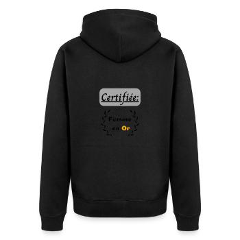 Certifiée : Femme en or - Veste à capuche bio Premium Unisexe - noir - Dos - Nico (187cm)