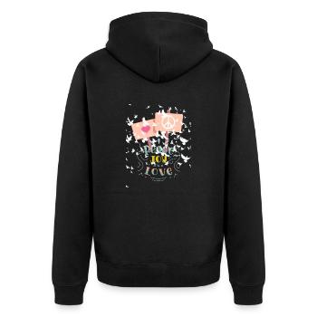 Peace and Love - Unisex Premium Bio Zip Hoodie - Schwarz - Hinten - Nico (187cm)