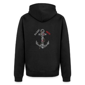 Anchor Lesumer Schriftzug - Unisex Premium Bio Zip Hoodie - Schwarz - Hinten - Nico (187cm)