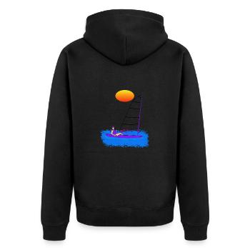 Windsurfen-Surfer-Sommer-Wassersport - Unisex Premium Bio Zip Hoodie - Schwarz - Hinten - Nico (187cm)