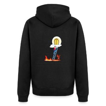 Himmel oder Hölle - Unisex Premium Bio Zip Hoodie - Schwarz - Hinten - Nico (187cm)