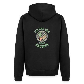 grüner Daumen - Unisex Premium Bio Zip Hoodie - Schwarz - Hinten - Nico (187cm)