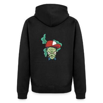 Smoking Alien - Unisex Premium Bio Zip Hoodie - Schwarz - Hinten - Nico (187cm)
