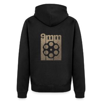 Revolver Trommel - Unisex Premium Bio Zip Hoodie - Schwarz - Hinten - Nico (187cm)