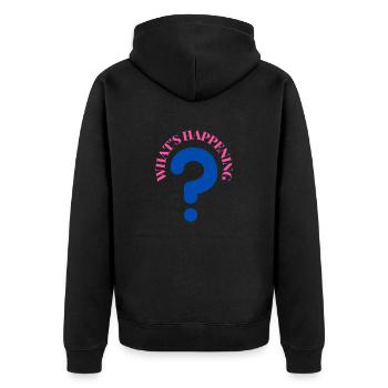 What's Happening Illustration - Unisex Premium Bio Zip Hoodie - Schwarz - Hinten - Nico (187cm)