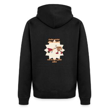 Geht nicht gibt’s nicht mit Kaffee geht alles...! - Unisex Premium Bio Zip Hoodie - Schwarz - Hinten - Nico (187cm)