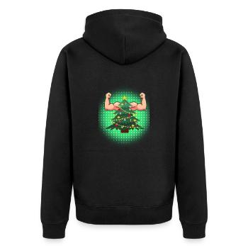 Christmas Muskelbaum - Unisex Premium Bio Zip Hoodie - Schwarz - Hinten - Nico (187cm)