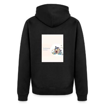 Let's talk about it together official reason - Unisex Premium Organic Zip Hoodie - black - Back - Nico (187cm)