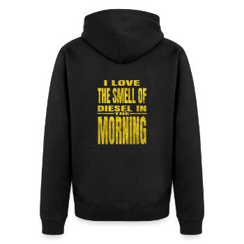 automotive mechanic t shirt technician tuning - Unisex Premium Bio Zip Hoodie - Schwarz - Hinten - Nico (187cm)