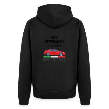 BENZINKÖPFE2 - Unisex Premium Bio Zip Hoodie - Schwarz - Hinten - Nico (187cm)