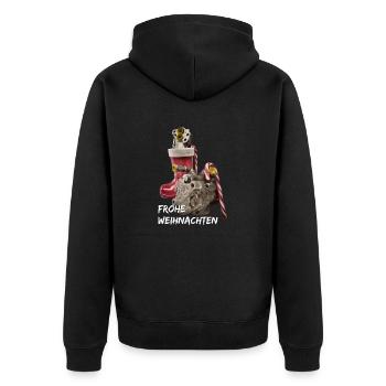 Joyeux Noël avec le texte de la voiture servopompe - Veste à capuche bio Premium Unisexe - noir - Dos - Nico (187cm)