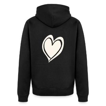 Herz weiß schwarz - Unisex Premium Bio Zip Hoodie - Schwarz - Hinten - Nico (187cm)
