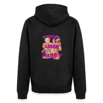 Frau! Leben! Freiheit! - Unisex Premium Bio Zip Hoodie - Schwarz - Hinten - Nico (187cm)