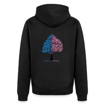 Junge Mädchen Herzen Baum - Unisex Premium Bio Zip Hoodie - Schwarz - Hinten - Nico (187cm)