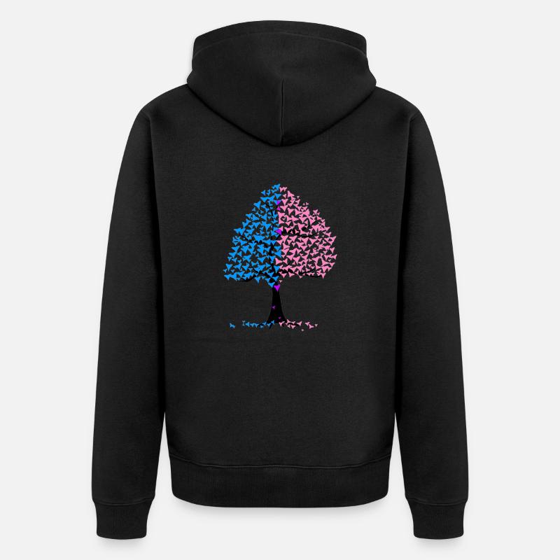 Junge Mädchen Herzen Baum - Unisex Premium Bio Zip Hoodie - Schwarz