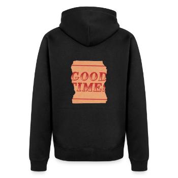 Gute Zeit - Unisex Premium Bio Zip Hoodie - Schwarz - Hinten - Nico (187cm)