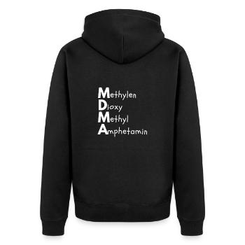 Methylenedioxymethylamphetamine - Unisex Premium Organic Zip Hoodie - black - Back - Nico (187cm)