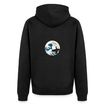 Perfect Wave - Unisex Premium Bio Zip Hoodie - Schwarz - Hinten - Nico (187cm)