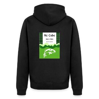 Mc Cabe surname - Unisex Premium Organic Zip Hoodie - black - Back - Nico (187cm)