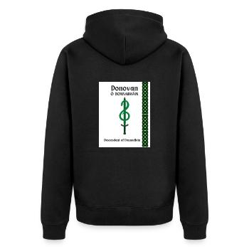 Donovan Surname - Unisex Premium Organic Zip Hoodie - black - Back - Nico (187cm)