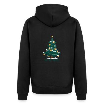 HO HO HODL! Bitcoin BTC - Unisex Premium Bio Zip Hoodie - Schwarz - Hinten - Nico (187cm)