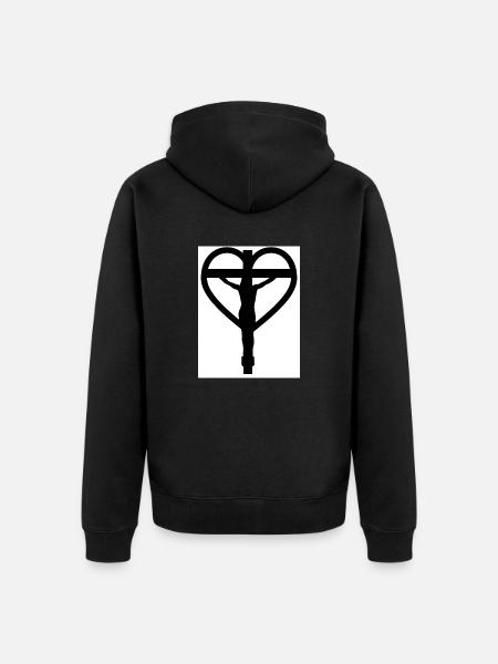 Jesus Christus Kreuz Liebe Herz - Premium økologisk unisex-hættejakke - sort