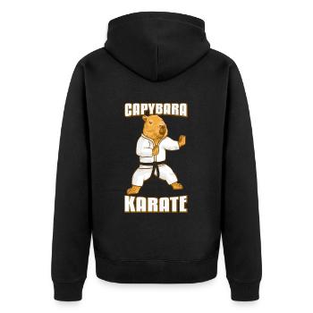 Capybara Karate Gi - Unisex Premium Bio Zip Hoodie - Schwarz - Hinten - Nico (187cm)