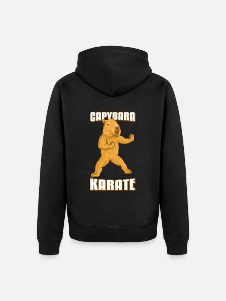 Capybara Karate - Unisex Premium Organic Zip Hoodie - black