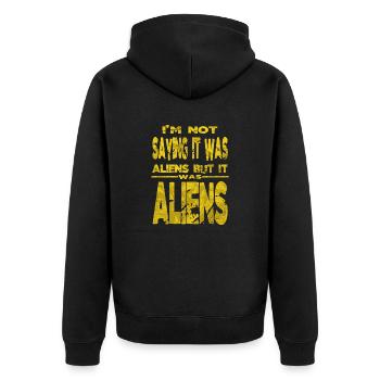 science-fiction humour cool alien jeux de mots alien ovni - Veste à capuche bio Premium Unisexe - noir - Dos - Nico (187cm)