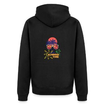 Summer Time - Unisex Premium Bio Zip Hoodie - Schwarz - Hinten - Nico (187cm)