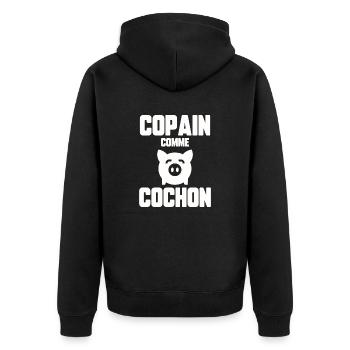 Copain comme cochon - Veste à capuche bio Premium Unisexe - noir - Dos - Nico (187cm)