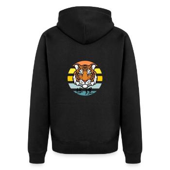 Tiger #4 - Unisex Premium Bio Zip Hoodie - Schwarz - Hinten - Nico (187cm)