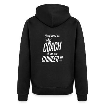 c'est moi le coach mindset cadeau - Veste à capuche bio Premium Unisexe - noir - Dos - Nico (187cm)