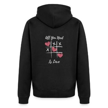 Valentinstags T-Shirt - Tic Tac Toe - Unisex Premium Bio Zip Hoodie - Schwarz - Hinten - Nico (187cm)