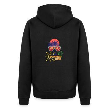 Summer Time - Unisex Premium Organic Zip Hoodie - black - Back - Nico (187cm)