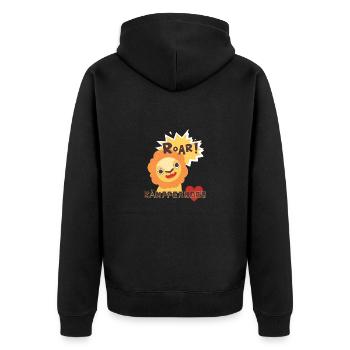 Kämpferherz Löwe - Unisex Premium Bio Zip Hoodie - Schwarz - Hinten - Nico (187cm)