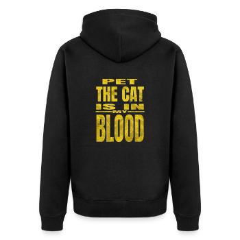 cat face hoodies and sweatshirts geek big cat - Unisex Premium Bio Zip Hoodie - Schwarz - Hinten - Nico (187cm)