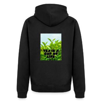 CUP OF LIFE - Unisex Premium Bio Zip Hoodie - Schwarz - Hinten - Nico (187cm)