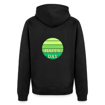 HAPPY DAY 1 - Unisex Premium Bio Zip Hoodie - Schwarz - Hinten - Nico (187cm)