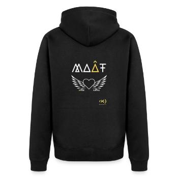 KAMA SOUL HEART White winged - Unisex Premium Organic Zip Hoodie - black - Back - Nico (187cm)