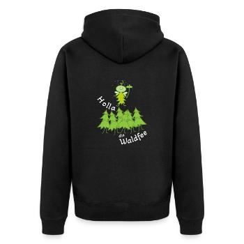 Lustige Fee im Wald Waldfee - Unisex Premium Bio Zip Hoodie - Schwarz - Hinten - Nico (187cm)