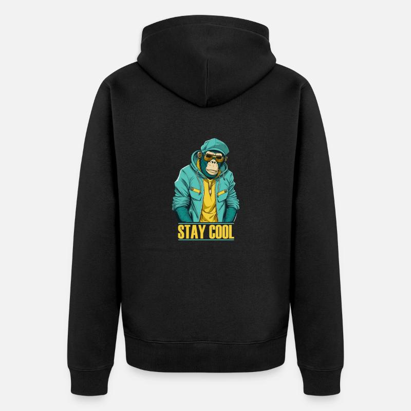 Cool Monkey Restez cool - Veste à capuche bio Premium Unisexe - noir
